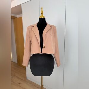 Cropped Tan Blazer Jacket